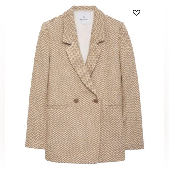 Anine Bing Jackets & Blazers - Anine Bing Beige Chevron Double-Breasted Blazer